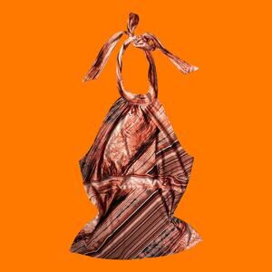 00's vintage groovy orange striped y2k halter tank top MEDIUM *deadstock*